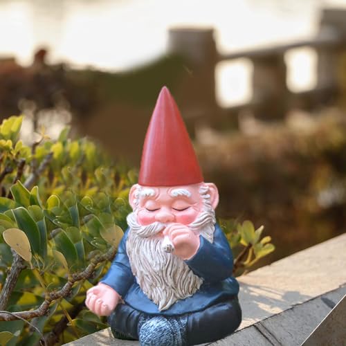 Garten Zwerge, Gnomen-Gartenstatue, Harz Mini Statue, Dekoration für die Terasse Balkon, Rasen, Hof, Balkon, Veranda, Terrasse, Kreativer Gartendekoration(C) – Bild 5