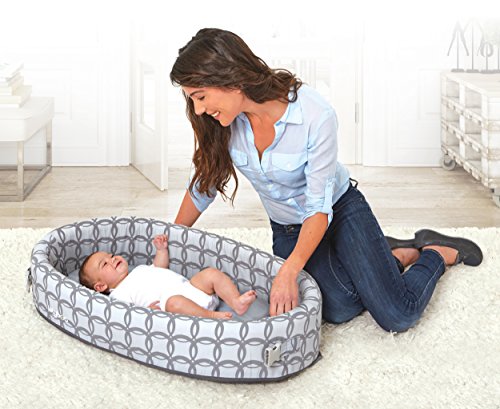Image of Lulyboo Portable Baby Travel Lounge & Playpen - Indoor /Outdoor Cuddle & Play Baby Bed, Adjustable Backpack, Waterproof, Lightweight, Includes Changing Pads, Plush Toys & Removable Canopy (Classic)