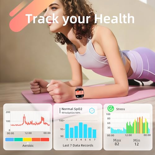 Smart Watch for Women, Answer/Make Call,1.85'' Ultra-Clear Screen Fitness Tracker with Heart Rate/Sleep/SpO2 Monitor,Smartwatch for iPhone/Samsung/Android,120+ Sport Modes,IP68 Waterproof with 2 Bands by coioc - Used condition - Image 2