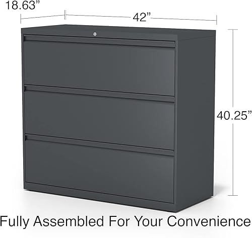 Miniatura 3 de Lorell Lima lateral de 3 cajones, 42 x 18-5/8 x 40-1/4 pulgadas, carbón