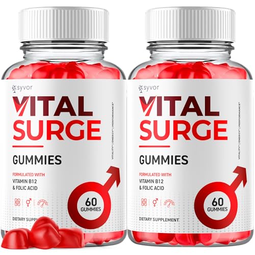 (2 Pack) Vital Surge Gummies Official Vital Surge Maximum Strength 1000MG Advanced Supplement Gummys VitalSurge Mens Detox Supplement Vitasurge Gomitas Chews with Natural Ingredients (120 Gummies)