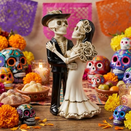 Halloween Wedding Cake Topper, Skeleton Cake Topper for Day of the Dead Celebrations, Gothic Wedding Decor with Standing Bride and Groom Figures, Alternative for Home Display by Ainvzag - Used condition - Image 4