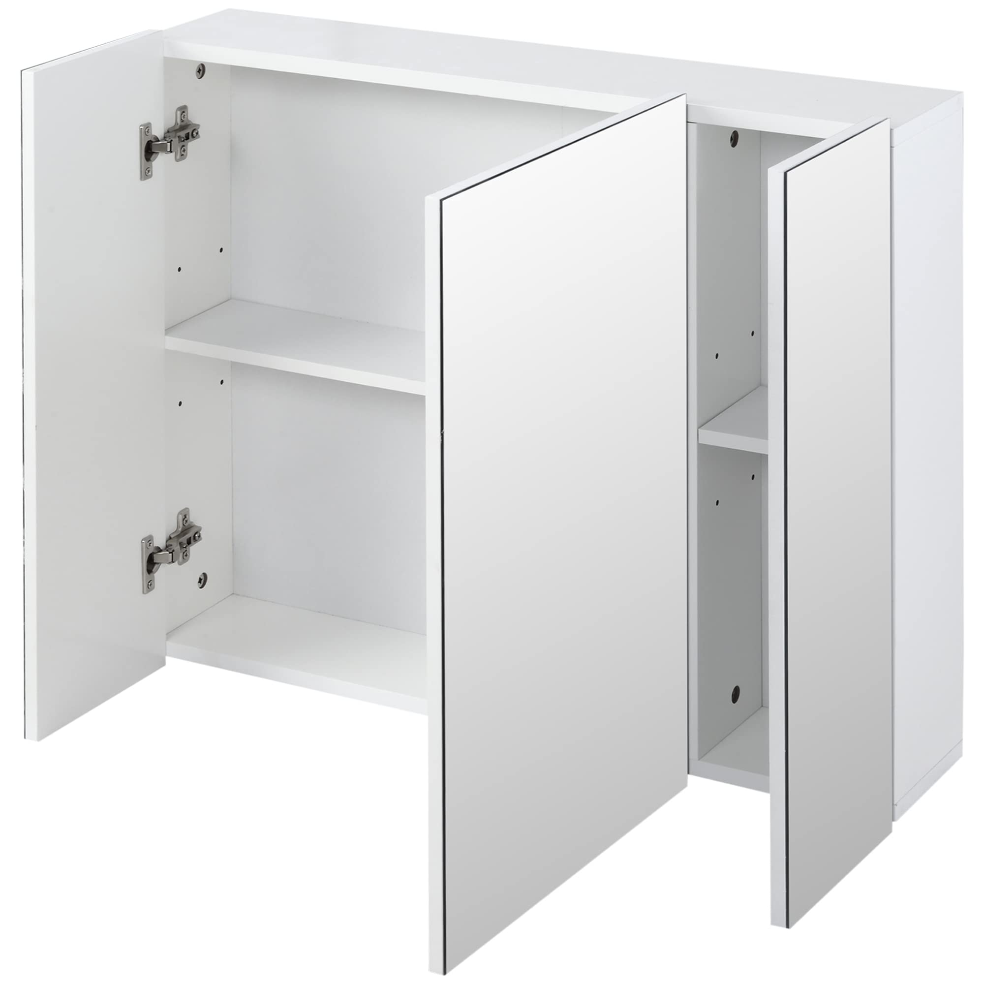 kleankin Armoire Murale de Salle de Bain avec 3 Portes Miroir et étagères réglables en MDF Blanc dim. 70L x 15l x 60H cm