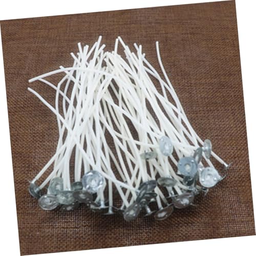 50 pzas mechas de algodón enceradas con soporte para velas DIY miniatura 6