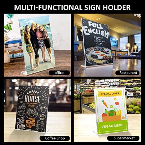 Slanted Back, Clear Tabletop, Acrylic Stands For Display 8.5 X 11, Plastic Paper Sign Holder For Office, Home, Restaurant (3 Pack) #TOP5