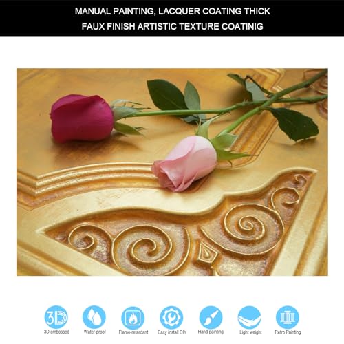 Paneles de pared de PVC con relieve dorado de fácil instalación 4
