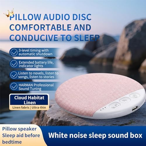Bluetooth Pillow Speaker, Sleep Pillow Speaker for Sleeping – Mini Bone Conduction Sleep Aid with Stereo Bass with White Noise, Private Sleep Headphones for Adult Kids (Pink) - 1