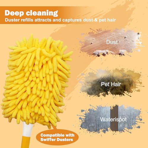 Image of Reusable Duster Refill for Swiffer, 360 Heavy Duty Dusters Refills Compatible with Swiffer Duster Refill, Microfiber Ceiling Fan Hand Duster Refills 4 Pack(Handle is Not Included)