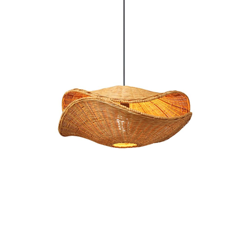 CHUNGYANG Creative Rattan Pendant Lamp Chinese-Style Hand Woven Pendant Light Fixture for Dining Room Natural Rattan Chandelier with Adjustable Suspension Line Pastoral Style Living Room Hanging Lamp