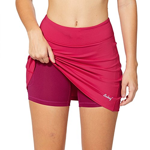 BALEAF Women's Athletic Skorts Lightweight Active Skirts with Shorts Pockets Running Tennis Golf Workout Sports Deep Pink Size XL