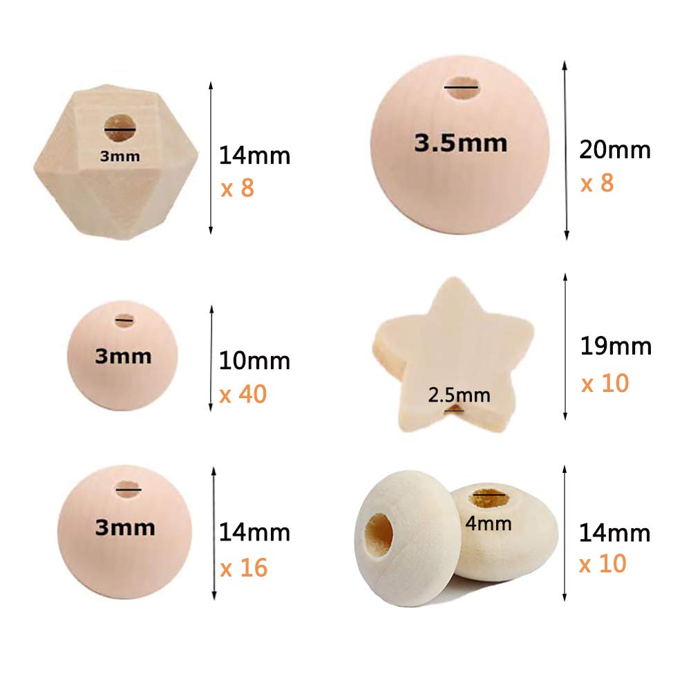 Kit cadre mobile en bois bricolage, carillon de vent mobile pour lit bébé, naturel artisanal cintre de cloche de lit de bébé, cadeau de décoration de pépinière pour enfants (95 pièces)