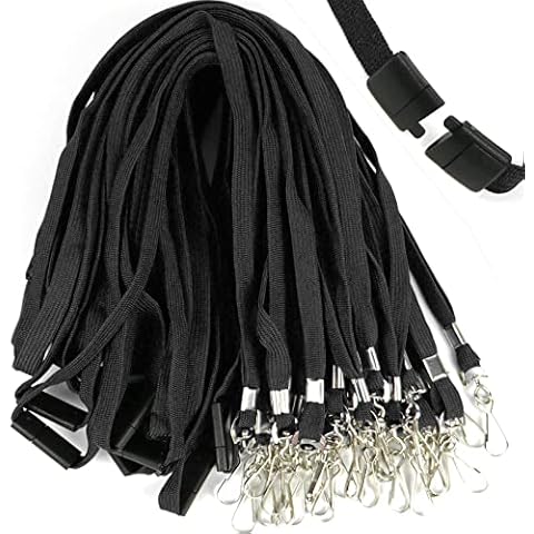 Ollain 25 Pack Breakaway Lanyard with J-Hook Bulk Flat Lanyards for Name tag ID Badges Cover
