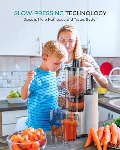 Image of EUHOMY Cold Press Juicer, 5.5 inch Large Feed Chute Juicer Machines