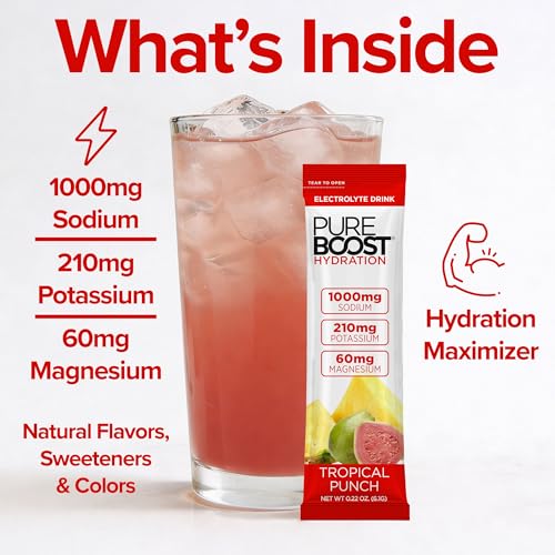 Image of Pureboost Sugar-Free Electrolyte Hydration Packets, Tropical Punch 14ct
