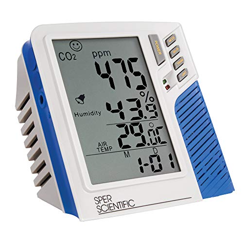 Sper Scientific Indoor Air Quality Monitor 800048 - CO2, Temperature & Humidity Sensor with Large Display Visual, Alarms, NDIR Sensor - Ideal for Offices, Classrooms, Hospitals - 4 pc