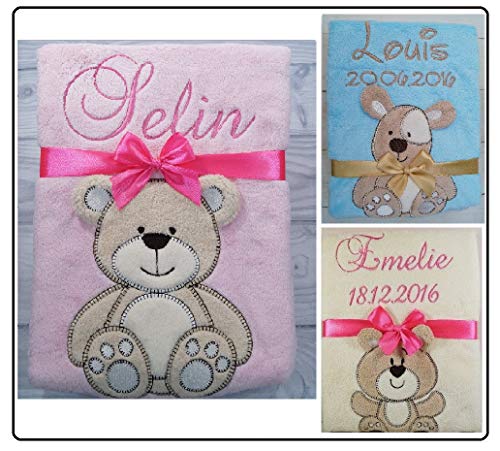 Kuschelige Babydecke mit Namen und Geburtsdatum GESCHENK Taufe GEBURT