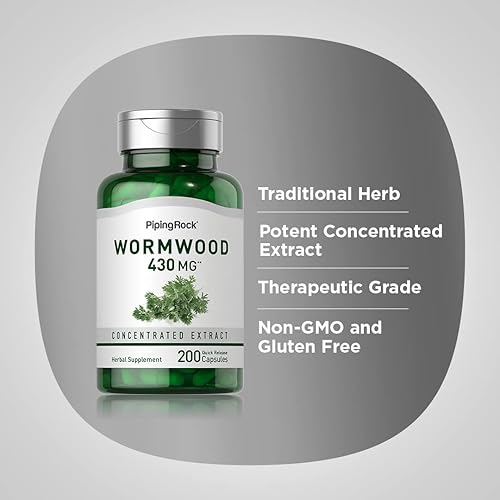 Miniatura 4 de Piping Rock Cápsulas de ajenjo de 430 mg | 200 unidades | Extracto de hierbas concentrado | Suplemento de artemisinina | Sin OMG, sin gluten