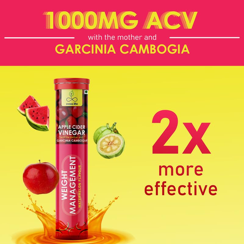 Image of svaa.life Apple Cider Vinegar (ACV) Effervescent Tablets (84 Count (Pack of 4), Watermelon)