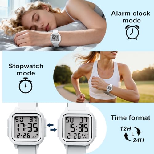 Image of Edillas Square Sport Watch Digital for Women's Men's Big Numbers Large Face 5ATM Waterproof Alarm Stopwatch Date Week Military Back Light Wristwatch for Teenagers