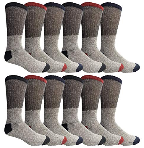 Yacht & Smith Womens Cotton Thermal Crew Socks, Cold Weather Boot Sock Bulk (12 Pairs Thermal Crew)