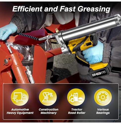 NAOKEV Lithium Battery Grease Gun Cordless Suitable for Dewalt 20V Max Battery (NO Battery) with 18” Spring Flex Hose, 10000 PSI High Pressure Quick Release Grease (for DeWalt Battery) 3 NAOKEV Lithium Battery Grease Gun Cordless Suitable for Dewalt 20V Max Battery (NO Battery) with 18” Spring Flex Hose, 10000 PSI High Pressure Quick Release Grease (for DeWalt Battery) - Image 3