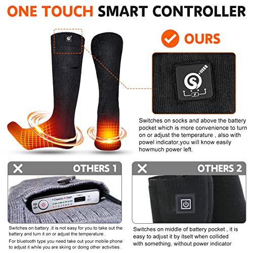 2023 Upgraded Rechargeable Electric Heated Socks,7.4V 2200mAh Battery Powered Cold Weather Heat Socks for Men Women,Outdoor Riding Camping Hiking Motorcycle Skiing Warm Winter Socks - Thumbnail 4