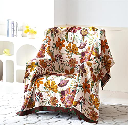 Msgkv Cotton Woven Boho Throw Blanket 100% Cotton Blankets, Versatile Reversible Knitwoven Blanket, Super Soft Cozy Warm Fall Blanket For Bed Sofa Chair And Living Room, 60''Wx 80''L #TOP3