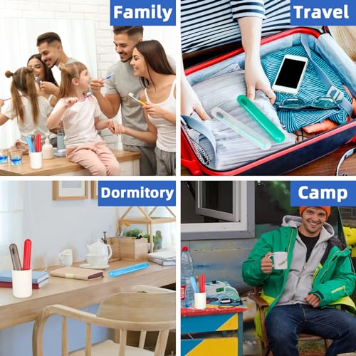 Eaezerav 001 6 Pack Travel Toothbrush Case, Breathable Portable Toothbrush Holder, Plastic Toothbrush Cover Container thumb #6