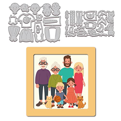 GLOBLELAND Coppia di fustelle in metallo con famiglia nella foresta, modello per goffratura di coppia, gatto, cane, carta, per scrapbooking, creazione di biglietti, artigianato, biglietti di carta