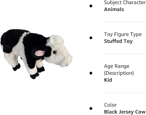 Miniatura 6 de Plushies Barnyard Animals - Juguetes de peluche de 11 pulgadas (vaca de jersey negro)