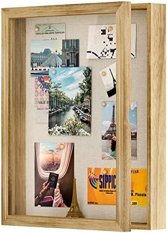 Love-KANKEI Shadow Box Frame 8x10 Shadow Box Display Case with Linen Back Memorabilia Awards Medals Photos Memory Box Gift Carbonized Black