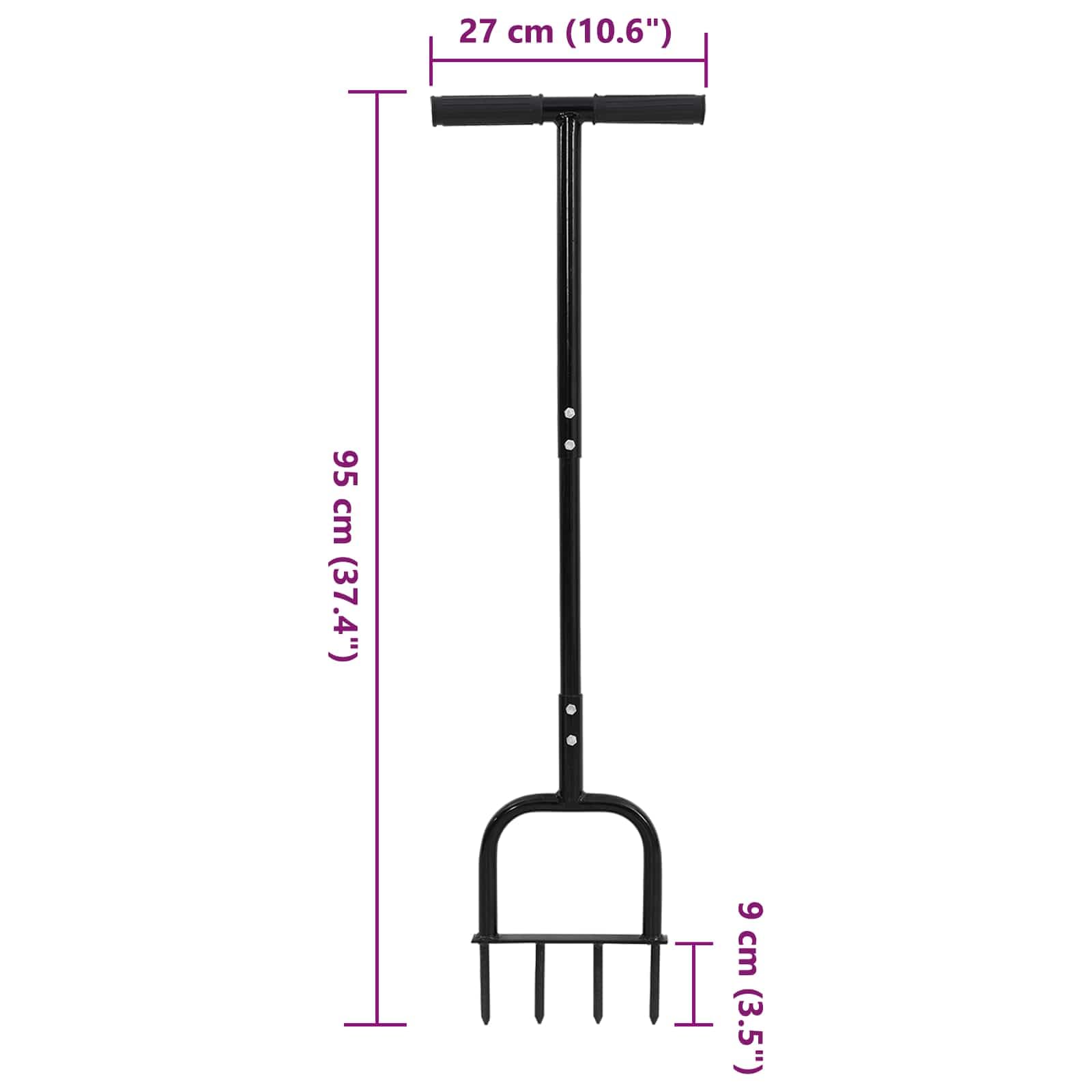 Outil àérateur de pelouse Noir 95 x 27 cm en Plastique pour Jardin extérieur, avec Montage Facile, Design Moderne, Durable, idéal pour aérer Le Sol, améliorer l'oxygénation