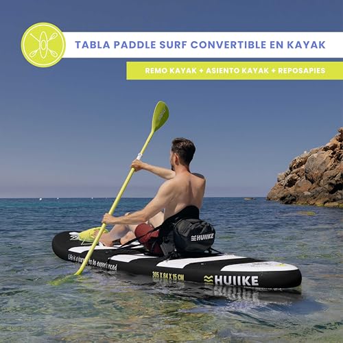 HUIIKE Tabla Paddle Surf Hinchable con Accesorios Incluidos, Remo, Quillas, Inflador. Stand Up Paddle Board Gran Estabilidad y Resistencia. 305 x 84 x 15 cm, Soporta hasta 130 kg - imagen 4