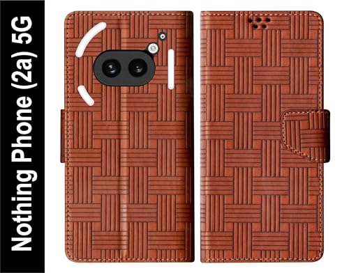 Image of SBMS Flip Cover for Nothing Phone (2a) 5G Back Cover Case with Magnatic Closure | Genuine Leather Finish | Inbuilt Stand | Card & Money Pocket (Mat Tan)