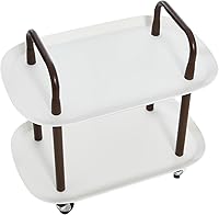 Vista 14 de Main + Mesa Carrito moderno de plástico y metal de 3 niveles, blanco y marrón