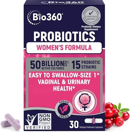 Bio360 Probiotics for Women Vaginigal Health – Supports pH Balance, Vaginal, Urinary, & Digestive Health – 50 Billion CFU & 15 Unique Strains for Healthy Vaginal Odor & Vaginal Flora – Shelf Stable Bio360 Probiotics for Women Vaginigal Health – Supports pH Balance, Vaginal, Urinary, & Digestive Health – 50 Billion CFU & 15 Unique Strains for Healthy Vaginal Odor & Vaginal Flora – Shelf Stable