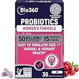 Bio360 Probiotics for Women Vaginigal Health - Supports pH Balance, Vaginal, Urinary, & Digestive Health - 50 Billion CFU & 15 Unique Strains for Healthy Vaginal Odor & Vaginal Flora - Shelf Stable