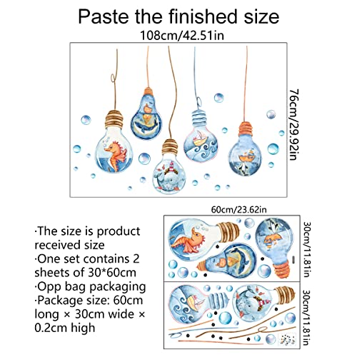 Arquiel Watercolor Lamp Wall Decals Whale Sailboat Bubbles Wall Stickers For Kids Bedroom Living Room Bathroom Nursery Playroom #TOP6