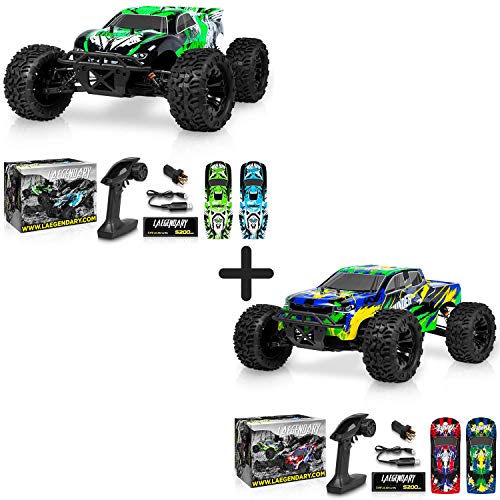 1:10 Scale Brushless Rc Cars 65 Km/H Speed Green/Black And 1:10 Scale Brushless Rc Cars 65 Km/H Speed Blue/Yellow - Kids And Adults Remote Control Car 4X4 Off Road Monster Truck Electric - Waterproof #TOP19
