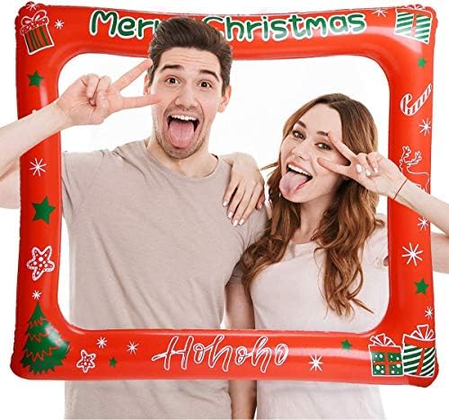 LOKIPA Christmas Inflatable Selfie Photo Frame Blow Up Picture Photo Booth Prop Frame for Birthday Wedding Bridal Shower (25.6 x 30.7Inch)