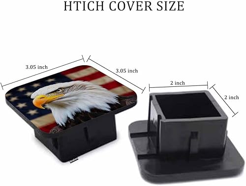 Vista 2 de Cubierta de enganche de remolque de 2 pulgadas, águila calva, grunge, águila calva americana, bandera de Estados Unidos, cubierta de goma