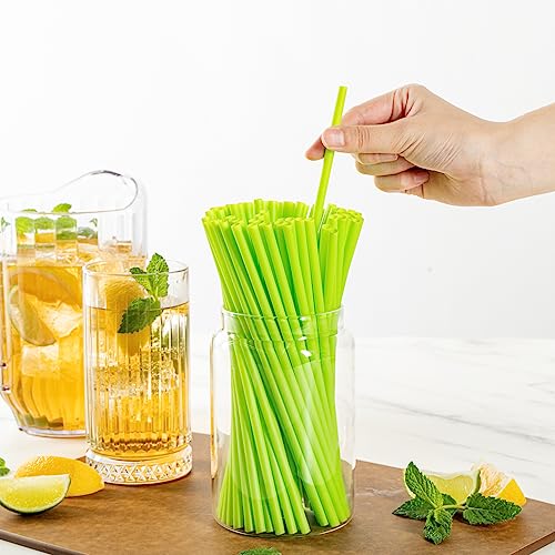 Pitillos desechables verdes PLA 8.3 pulg, 100 unidades miniatura 6