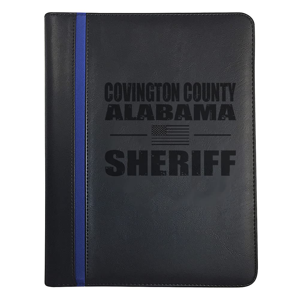 Alabama Sheriff Deputy Covington County Padfolio Notepad Holder - Thin Blue Line Portfolio with Deputy Sheriff Prayer Print & 3 Police Laptop Stickers and a Police Car Magnet