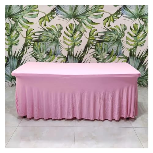 Nappe rectangulaire extensible spandex rose lavable pour table de buffet - 2