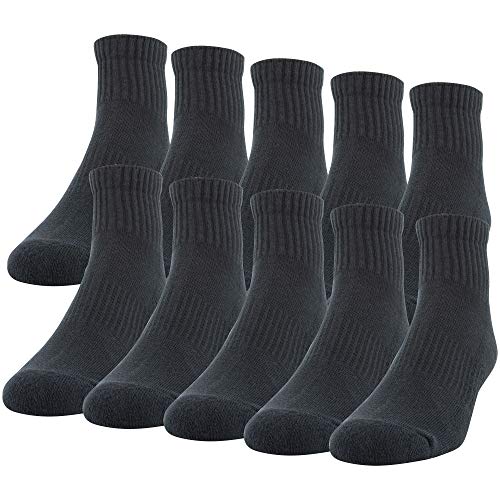 Gildan Men's Active Cotton Ankle Socks, 10-Pairs, Black, Shoe Size: 6-12 by Gildan - Used condition - US$16.78
