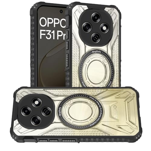 Image of AESTMO Hybrid Shockproof Back Cover Case for Oppo F31 Pro 5G Compatible with MagSafe | Hard Back Case Cover for Oppo F31 Pro 5G (PC & TPU, Translucent Back, Black Sides)