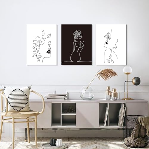 Chadow Artwork Minimalist Line Art Prints Set of 3 Abstract Women...