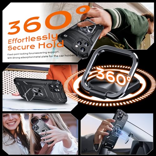 Image of Anqrp Heavy Duty Case for iPhone 11 Pro Case with Enhanced Ring Holder Grip Stand, Military Grade Shockproof Rugged Drop Protective Silicone Hard Slim iPhone 11 Pro Phone Case Cover, Matte Black