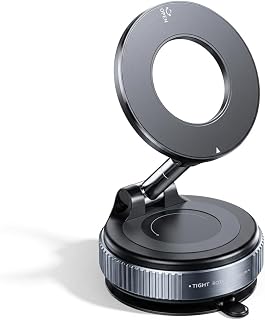 Upgraded Magnetic Phone Stand for Car,360° Rotatable Phone Holder for MagSafe,Strong Magnet, Foldable Car Mount with Vacuum Suction Cup, Mini Phone Stand with Magnetic Ring for all