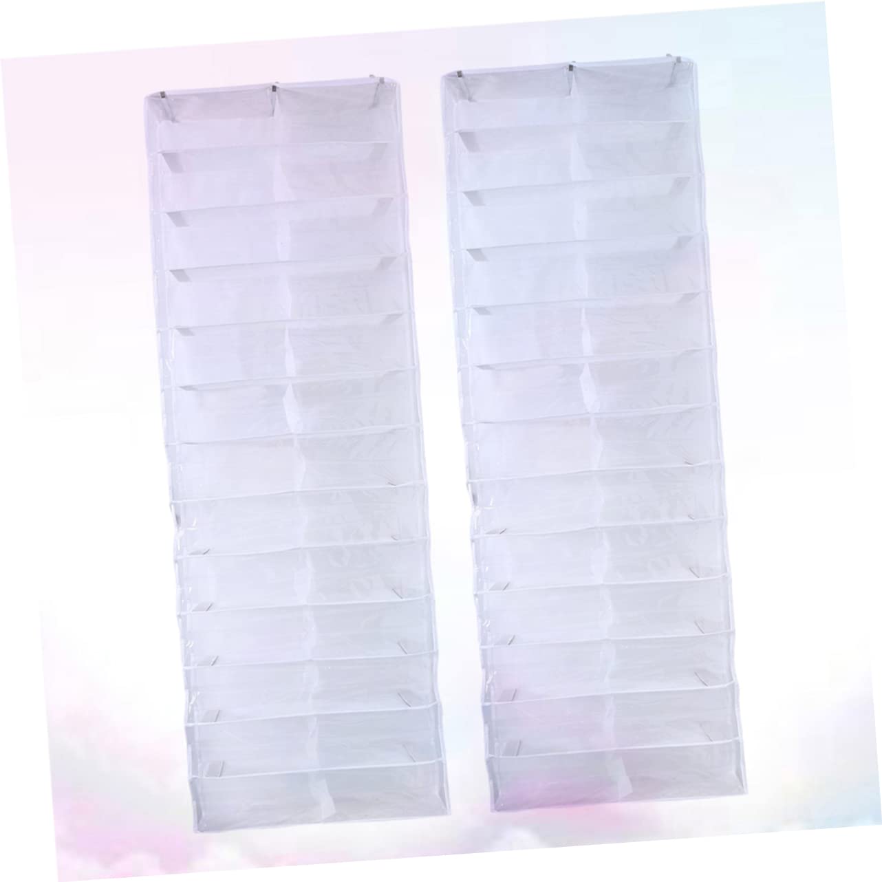 Hohopeti Organizador de Zapatos para Puerta 26 Bolsillos, Blanco, Colgador Gancho, Ahorro de Espacio para Armario y Dormitorio, 2 Piezas